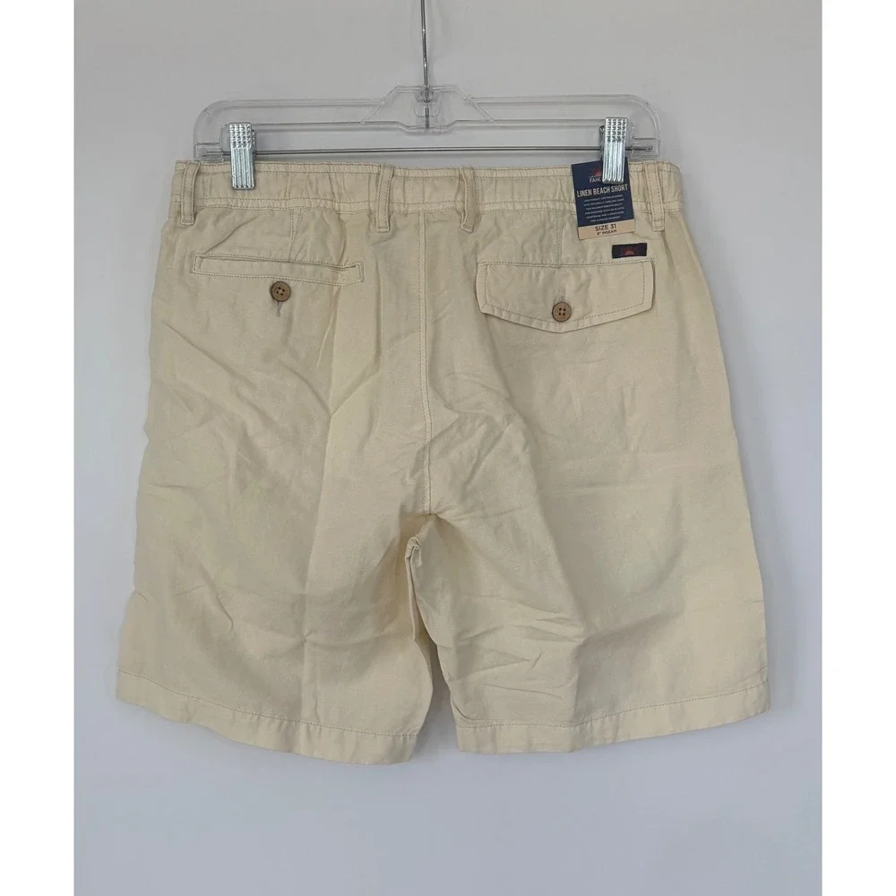 Faherty Mens Resort Style Preppy All‎ Day Linen Beach Short Cream Sand New